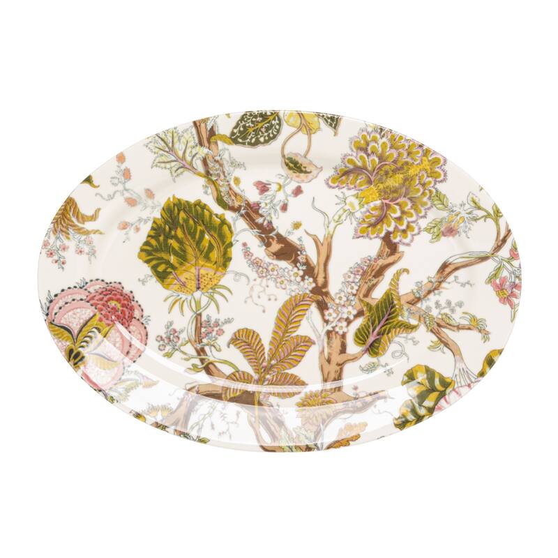 Printed Stoneware Platter with Botanicals - 13.75"L x 9.75"W x 1.13"H