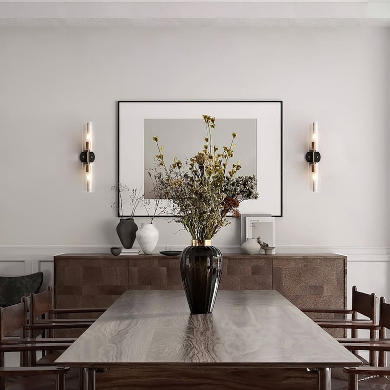 Zenith Modern Farmhouse Cylinder Seeded Glass Transitional Bathroom Wall Sconce