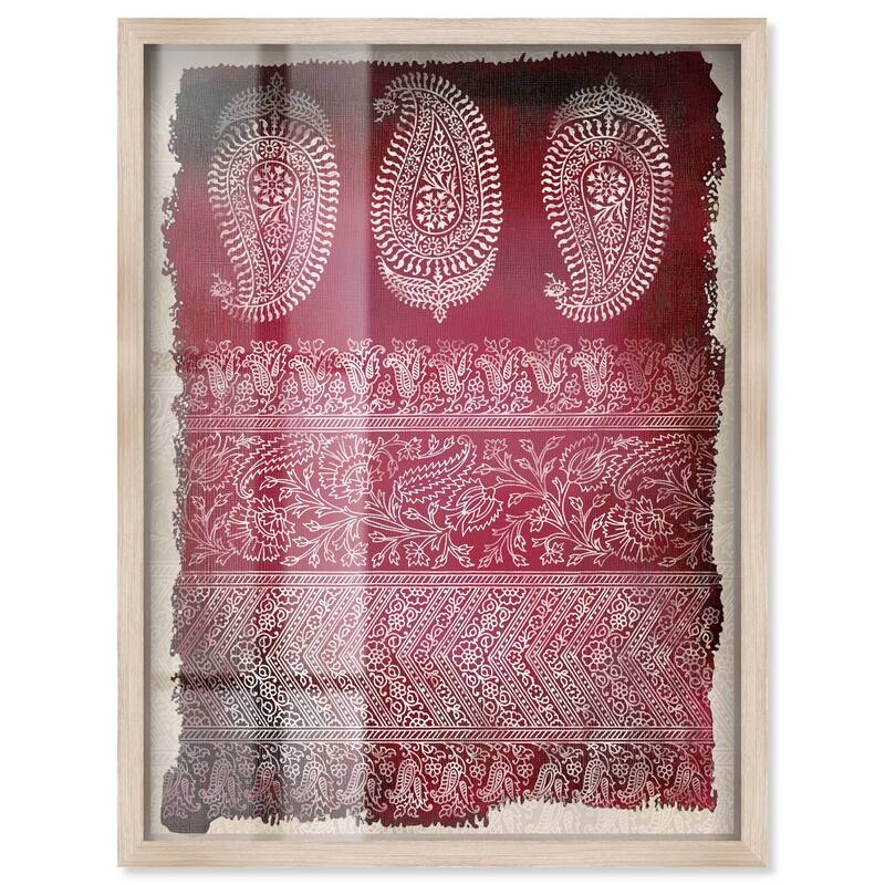 Burgundy Stamps Shadowbox by Art Remedy - Natural - 20" x 24"