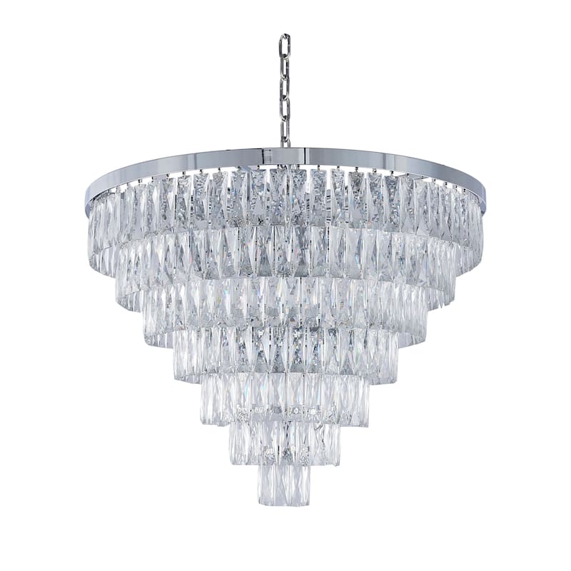 27-Light Chrome Chandelier With Clear Crystals