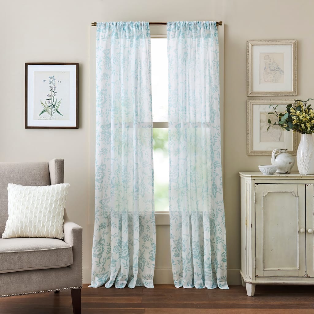 Martha Stewart Etched Floral Curtain Panel Pair