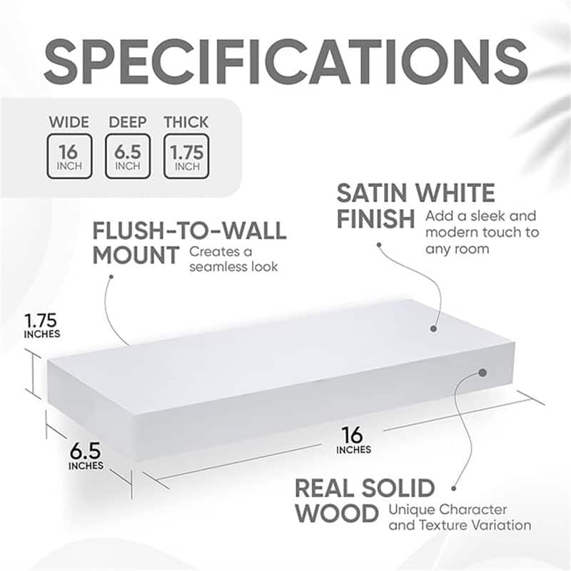 Rustic Farmhouse Floating Shelves - 6.5"D x 16"W x 1.75"H