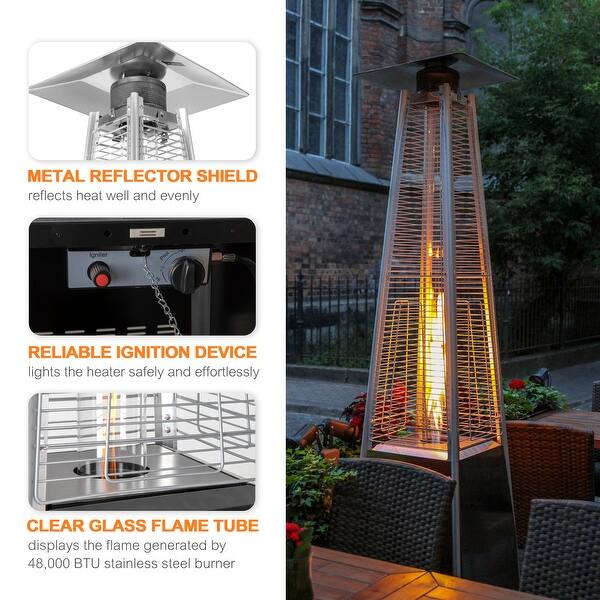 hanover steel umbrella patio heater SUNHEAT Portable Propane with Drink Table, Golden Hammered Add some style and much needed warmth to your outdoor space with this economic and safe patio heater from SUNHEAT. Hanover Ft Patio Heater Hanover