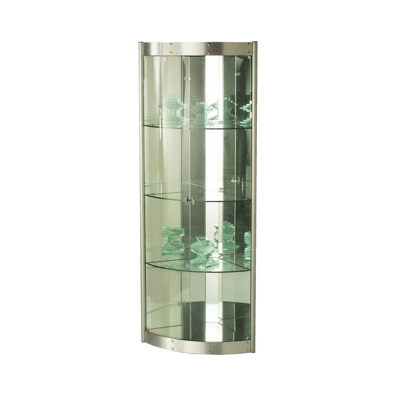 Somette Modern Silver Mirror Interior Corner Curio