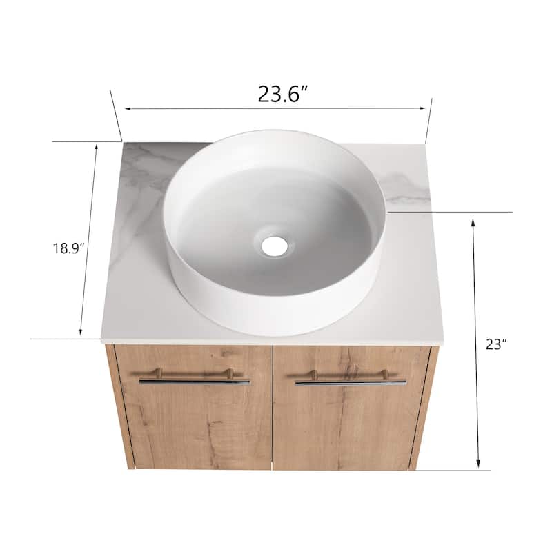 Bathroom Vanity With Sink In 24/30 Inch, Floating Bathroom Vanity With Soft Close Door