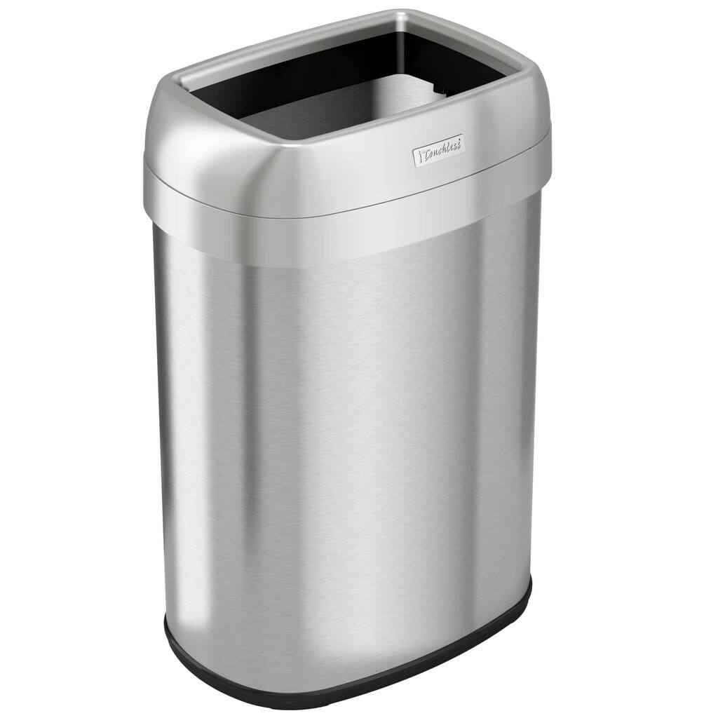 iTouchless 13 Gal Stainless Steel Oval Open Top Trash Can with Filters