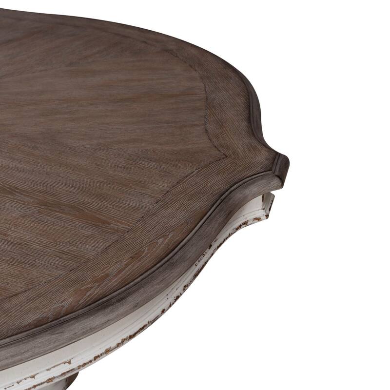 Magnolia Manor Antique White and Weathered Bark Round Table Set