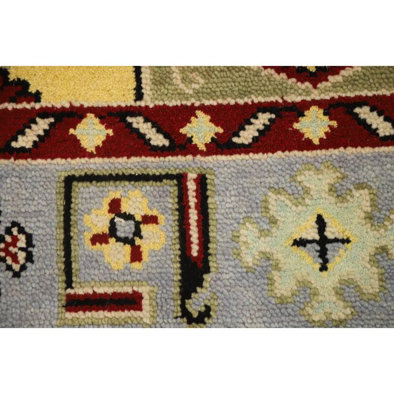 Hand Knotted Oriental 100% Wool Carpet Traditional Geometric Green Kazak Area Rug - 6' 0'' X 4' 0''