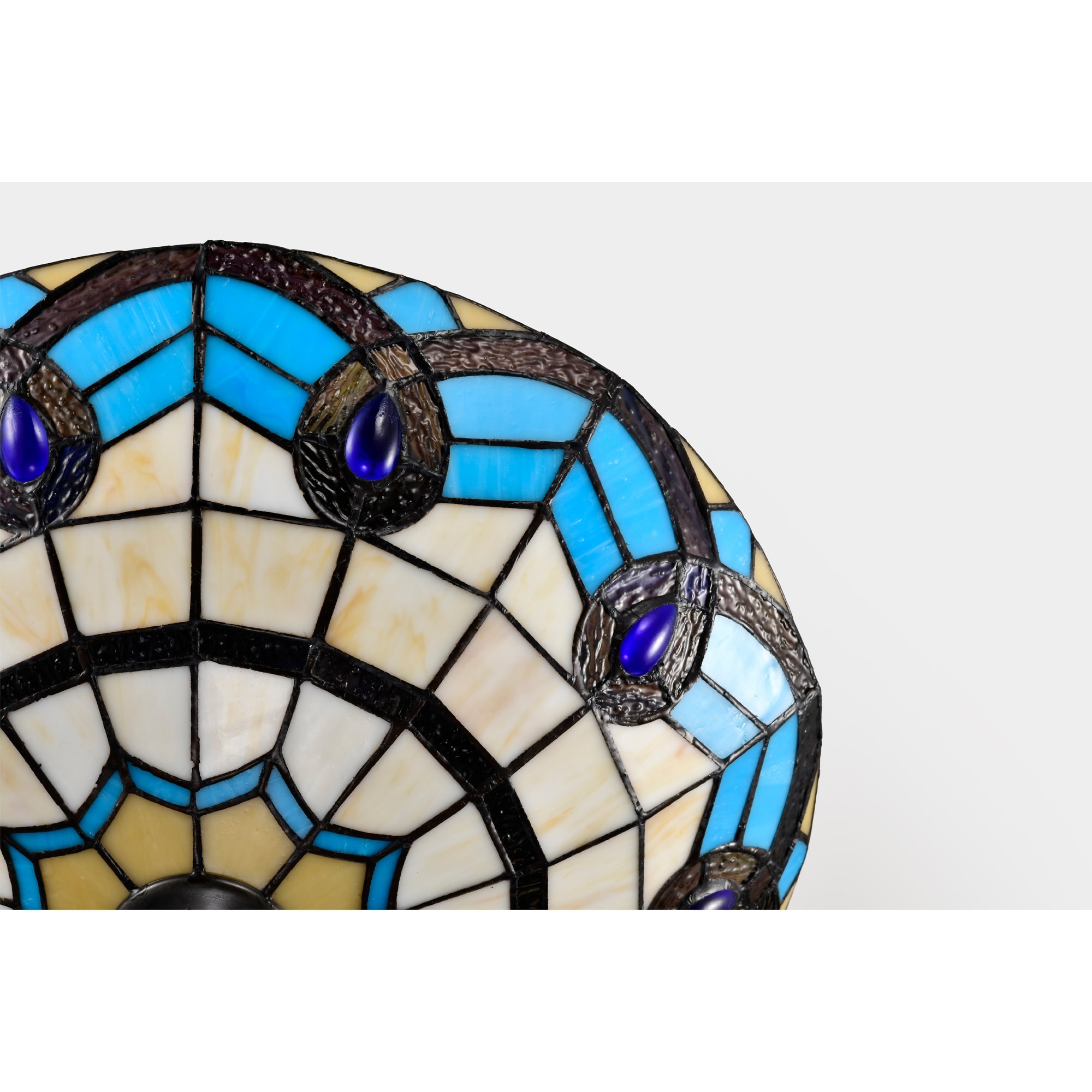 Warehouse of Tiffany Thora Ivory and Azure Flushmount Ceiling Lamp