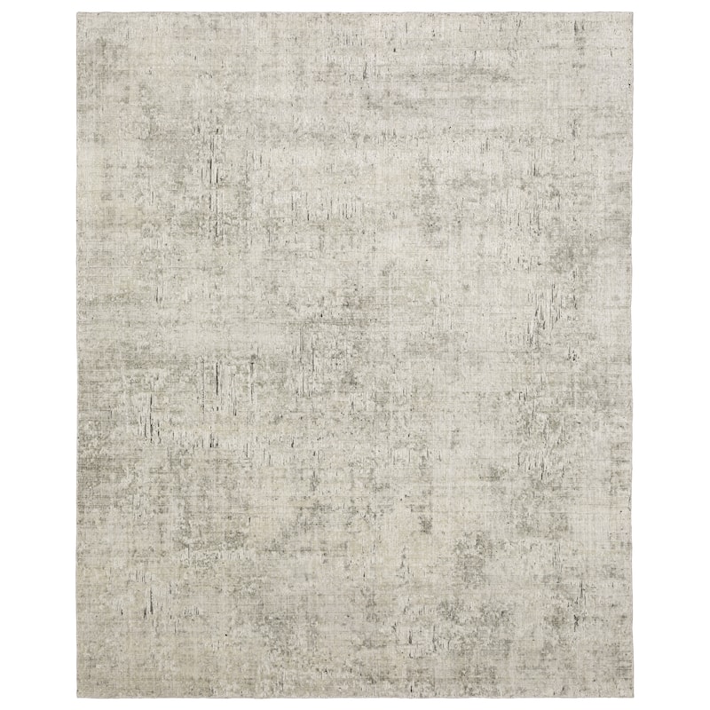 Somerset Textured Abstract Beige/ Charcoal Hand-made Wood Blend Area Rug