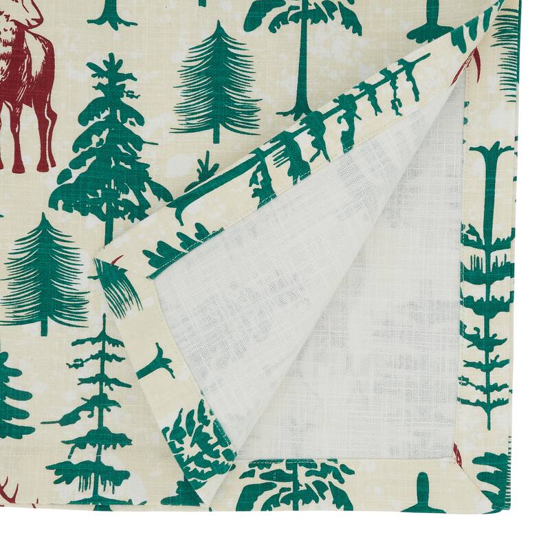 Holiday Table Runner With Deer and Trees Design