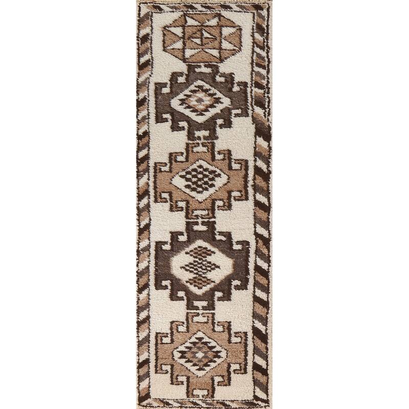 Plush Anatolian Natural Dye Runner Rug Hand-knotted Wool Carpet - 2'11"x 10'11"