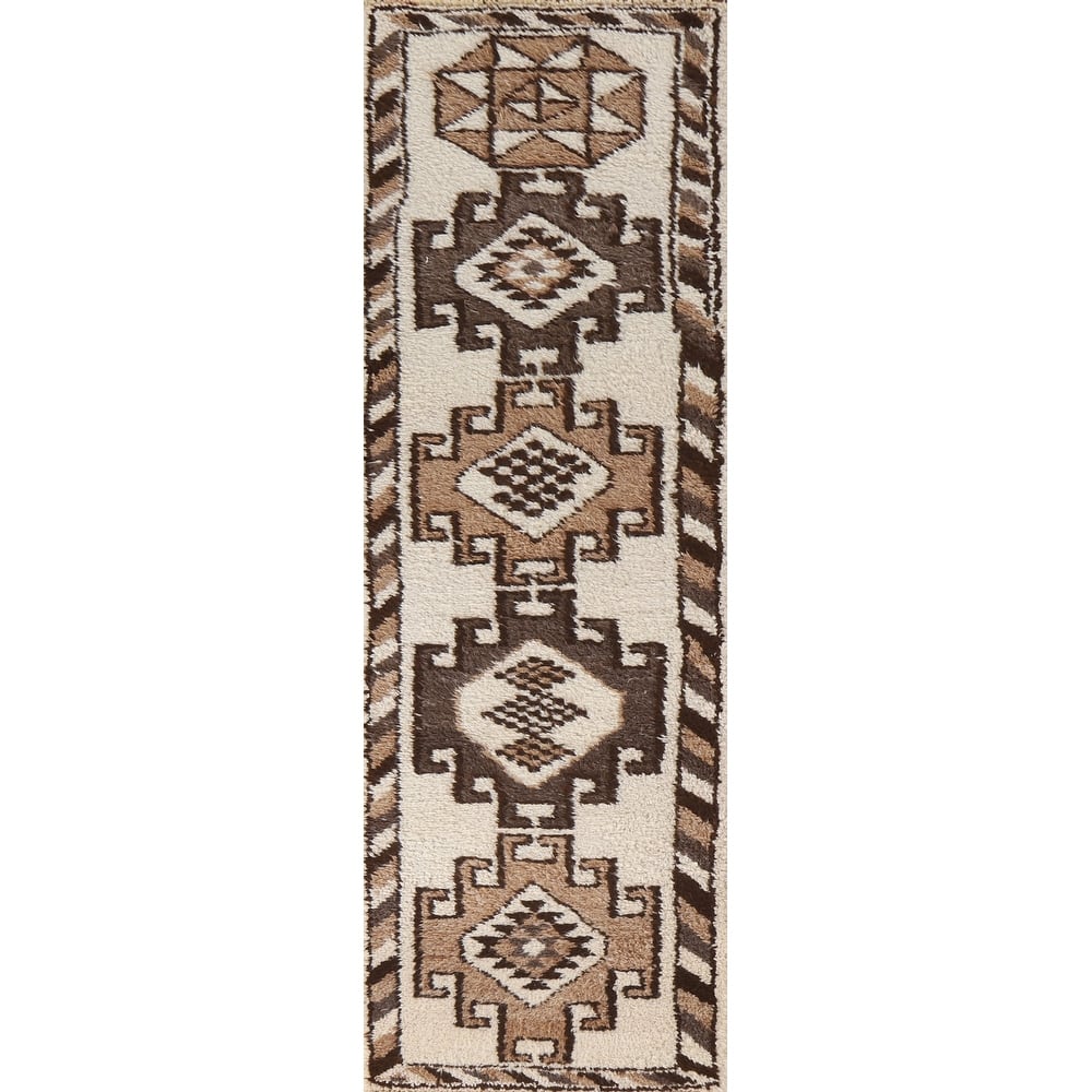 Plush Anatolian Natural Dye Runner Rug Hand-knotted Wool Carpet - 2'11"x 10'11"