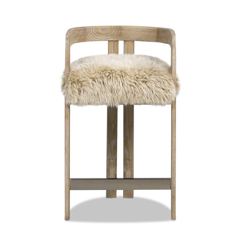 Low Back Genuine Fur Counter Stool - Natural