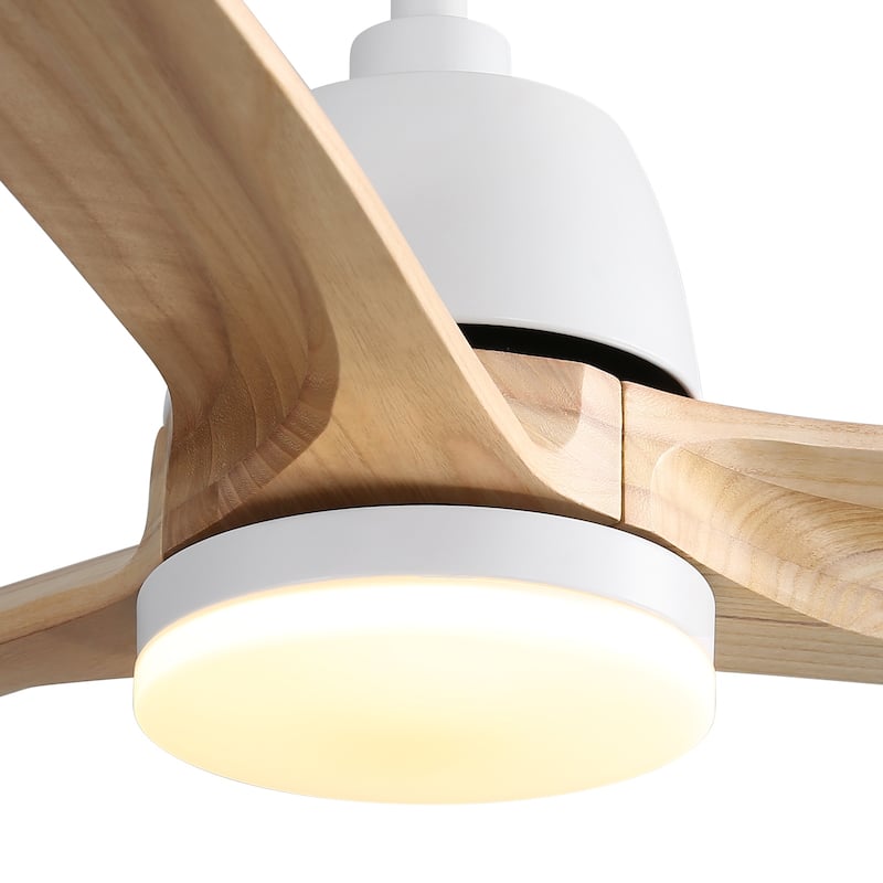 Sofucor 56 inch Ceiling Fans with Light,Remote Control,3 Solid wood Blades Farmhouse ,Large Airflow - 56 Inches