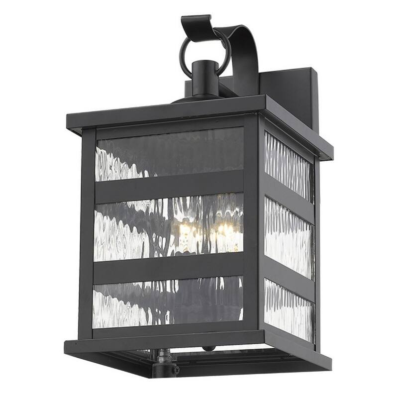 Modern Outdoor 3-Light Flush Mount Wall Lantern with Black Metal and Clear Glass Damp Rated - 16.25”H x 9”W x 10.75”D