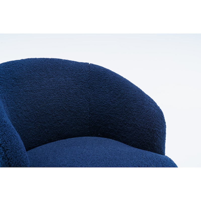 Swivel Accent Armchair Barrel Chair with Black Powder Coating, Blue