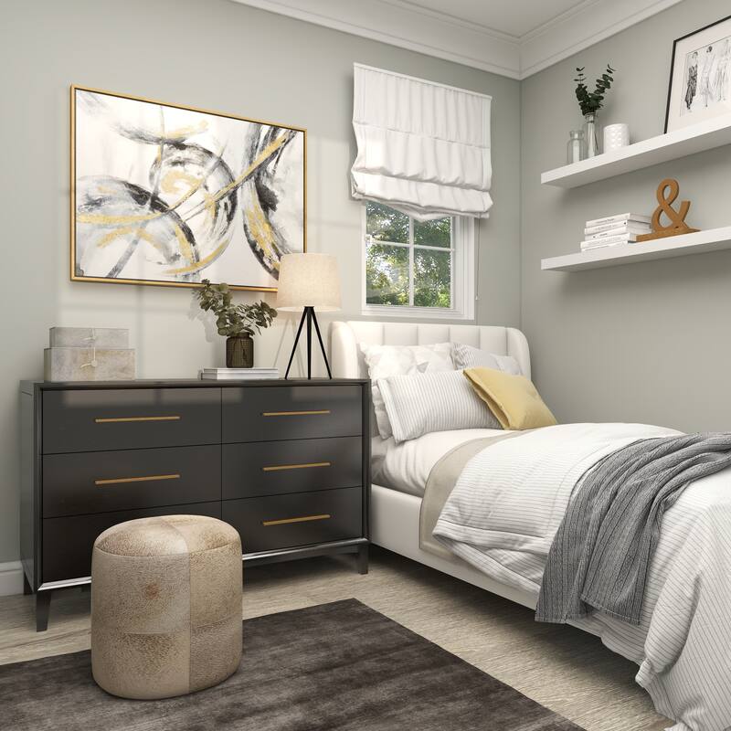 CosmoLiving by Cosmopolitan Gold Canvas Abstract Living Room Framed Wall Art with Gold Frame