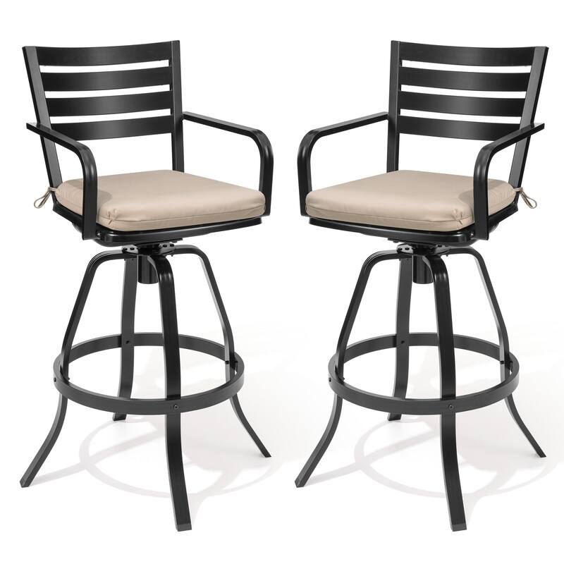 Crestlive Outdoor Cast Aluminum Swivel Bar Stool with Sunbrella Cushion - 18.5" W x 18.5" D x 45.67" H