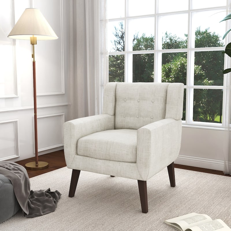 Cotton/ Linen Look Fabric Modern Accent Chair Armchair - Single - Beige