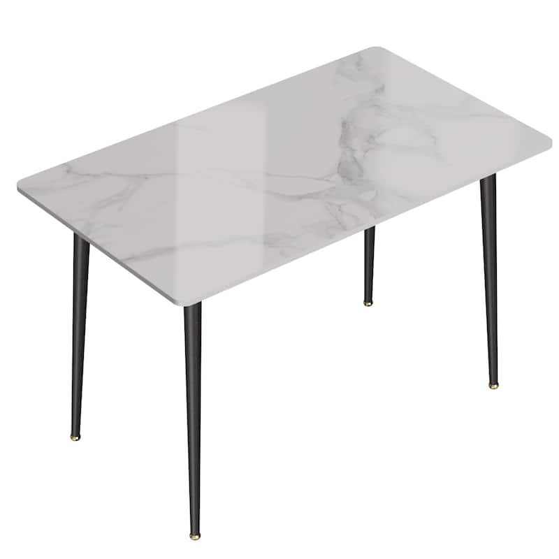 UNHO Modern Dining Table with Slate Stone Top and Metal Legs Rectangle - 47.2x27.5x30 inch