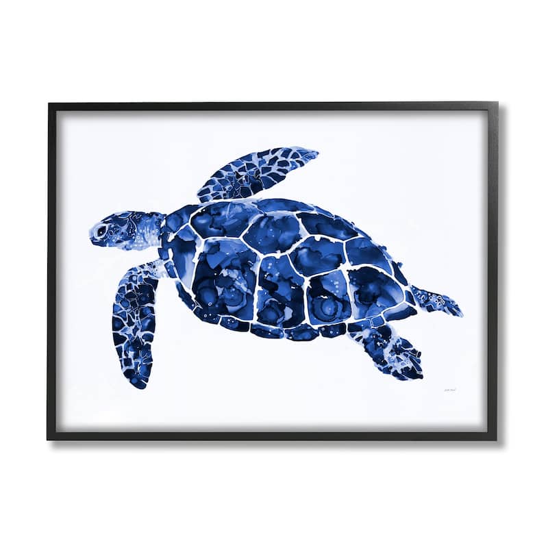 Stupell Blue Speckled Sea Turtle Marine Animal Illustration Framed Wall Art, Design by Patti Mann