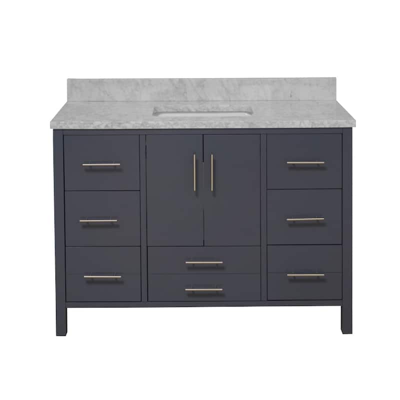 KitchenBathCollection California 48" Bathroom Vanity with Carrara Marble Top