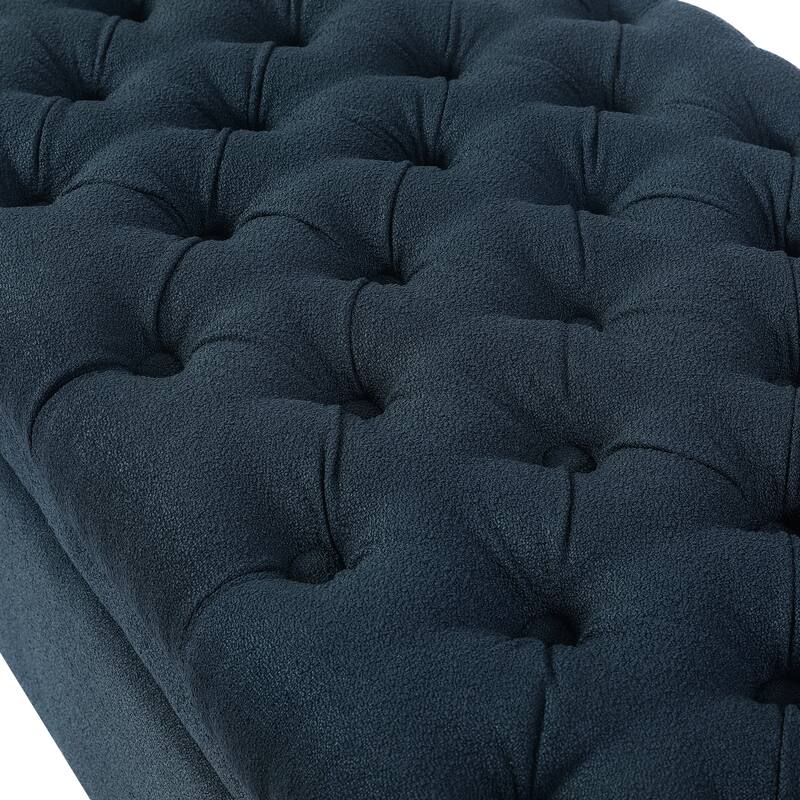 Adeco Linen Rectangle Storage Ottoman for Living Room Bedroom