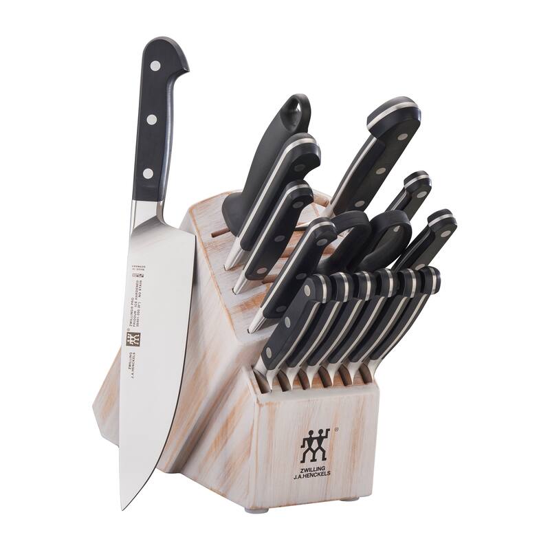 ZWILLING Pro 16-pc Knife Block Set - Rustic White