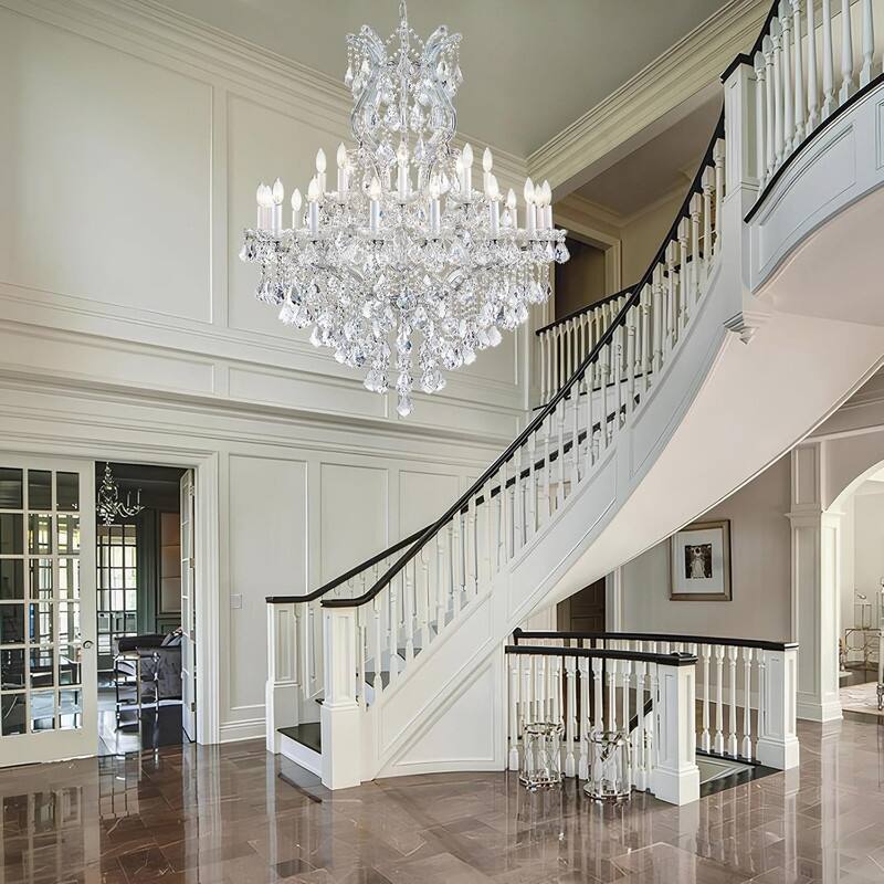 KAYLA Large Crystal Chandelier-24-Light Chandelier Light Fixture Modern Maria Theresa Crystal Chandeliers