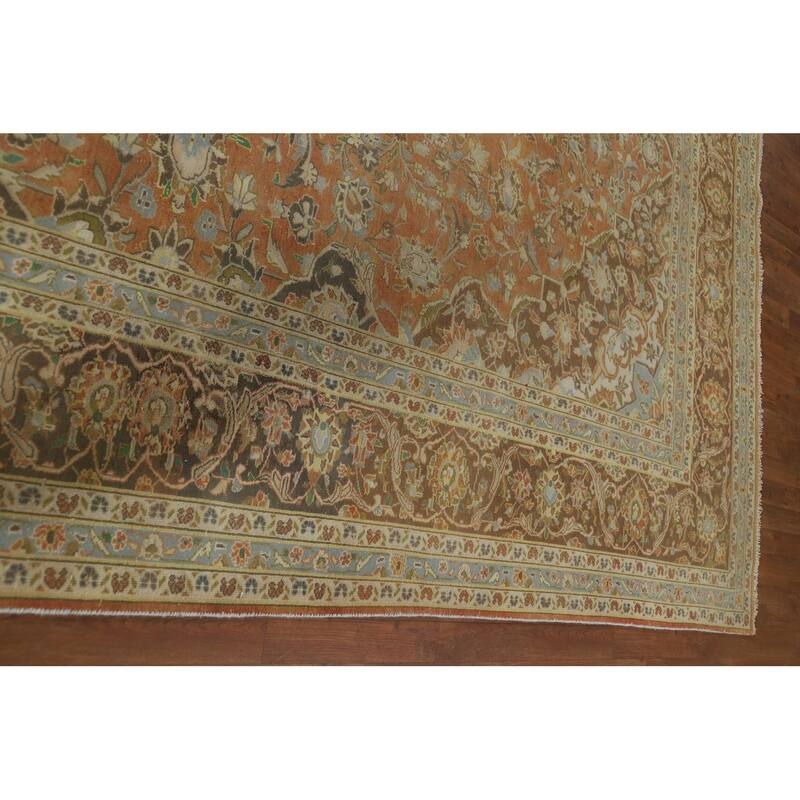 Traditional Kashan Vintage Persian Area Rug Handmade Wool Carpet - 9'3" x 13'0"