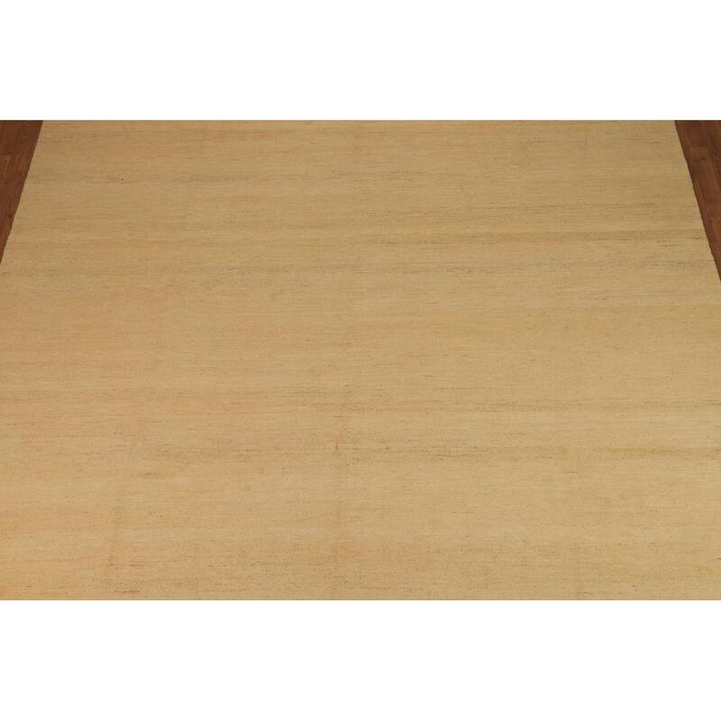 Modern Yellow Gabbeh Oriental Area Rug Handmade Wool Carpet - 8'11"x 13'9"