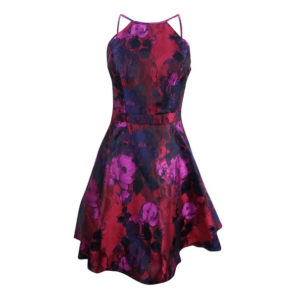 xscape floral fit and flare dress
