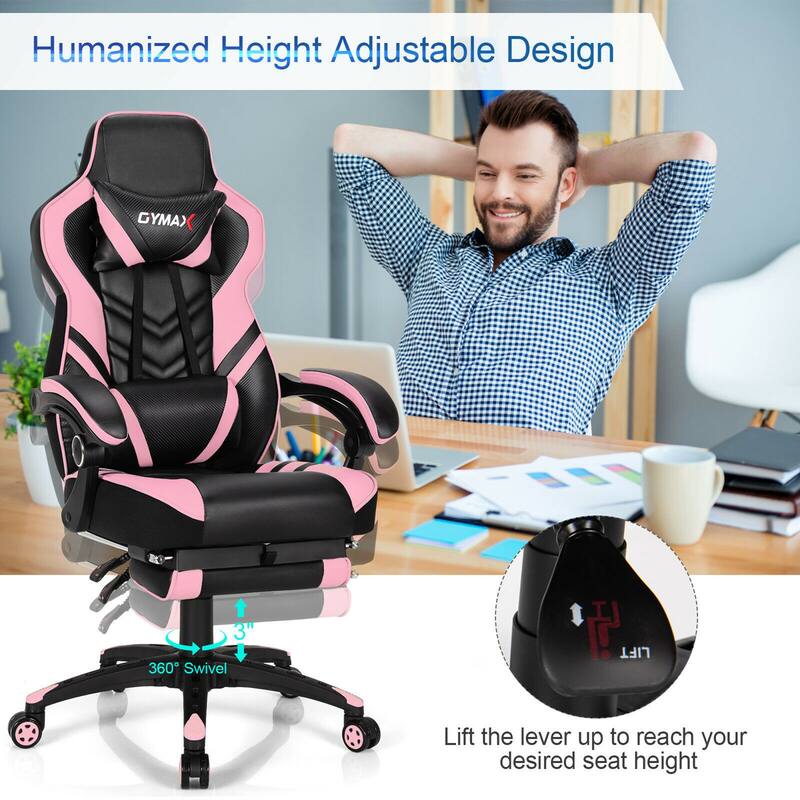 Gymax Office Computer Desk Chair Gaming Chair Adjustable Swivel - See Details