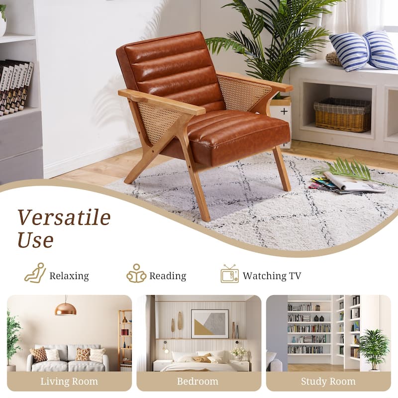 EROMMY Accent Chair, Mid Century Modern Sitting Chair with Solid Wood Frame, Armchair for Living Room Lounge Balcony