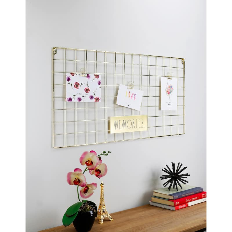 Rae Dunn Wire Grid Photo Holder with Clips - "MEMORIES" - Gold