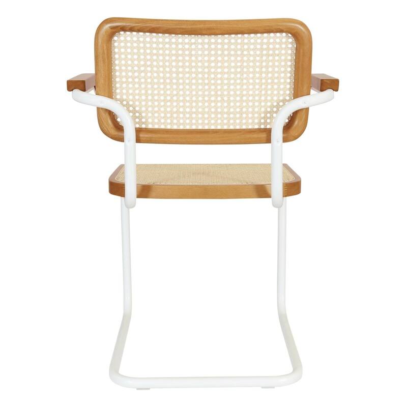 Breuer Chair Company Marcel Breuer Cesca Cane Cantilever Armchair Arm Chair w/ White Steel Frame (Various Wood & Cane Colors)