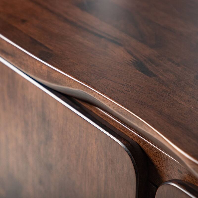 Furniture of America Abigail II Mid-Century Modern Walnut Solid Wood Dining Server with Drawers and Shelves