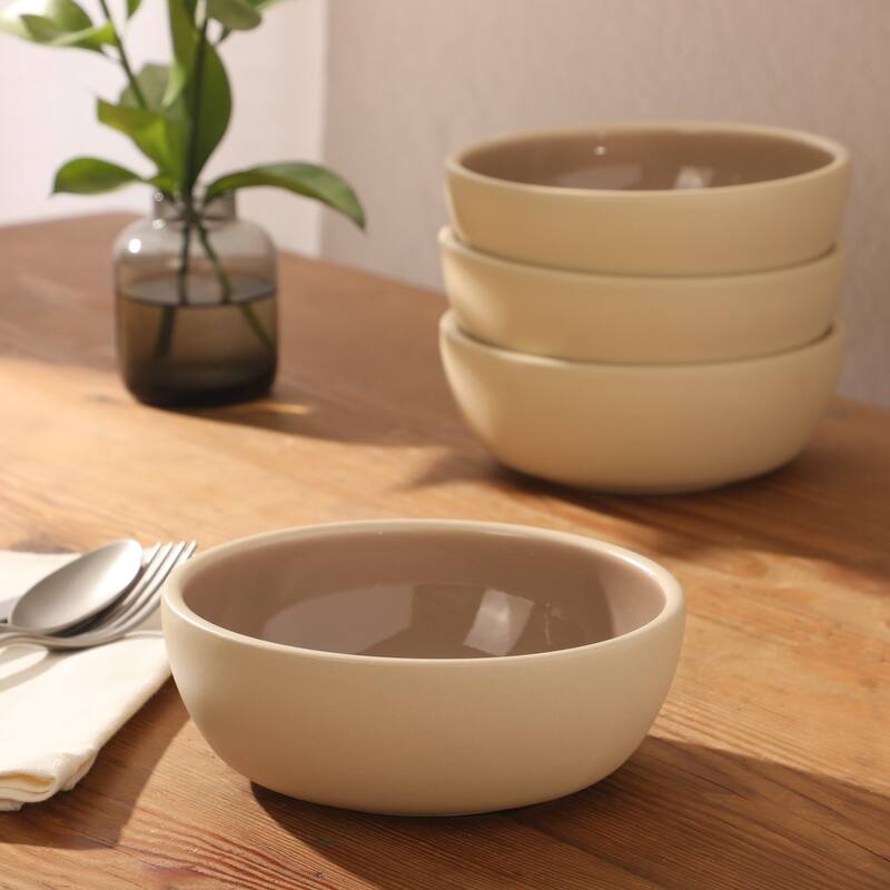 Gibson Elite - Made in Portugal - Port Gaia 4 Piece Cereal Bowl Set, 6.2" Stoneware Reactive Glaze, Dessert & Snack Bowls