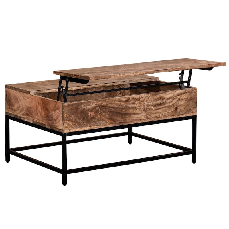 Natural Burnt Coffee Table - 36" - Brown and Black