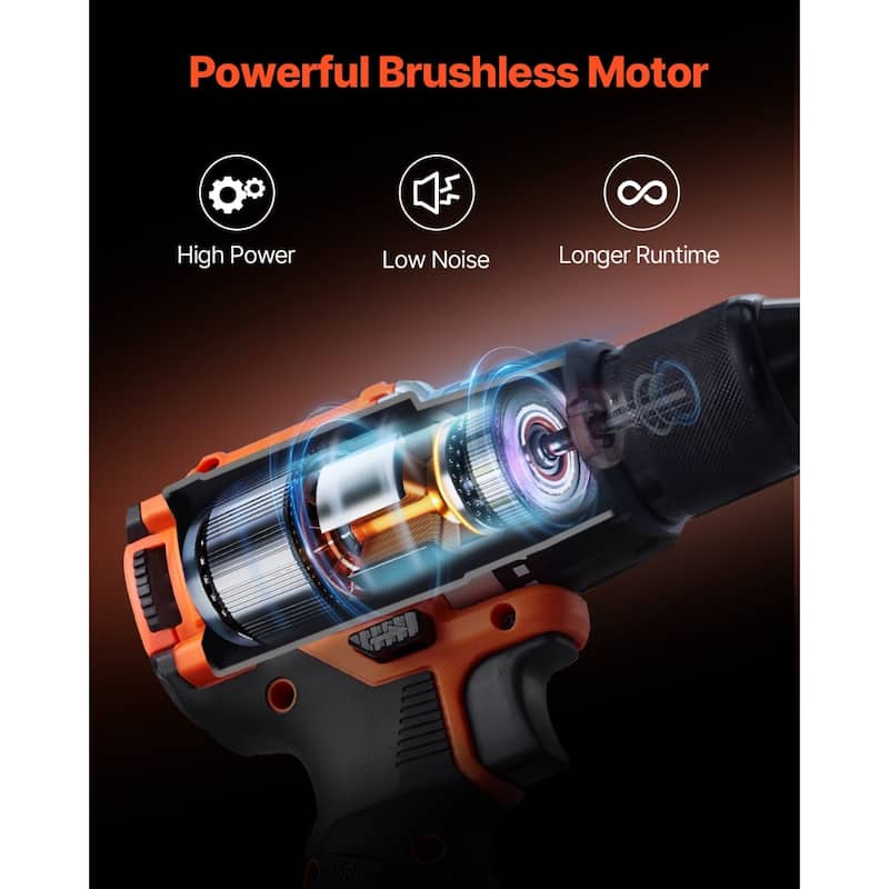 Black and Orange 20V Brushless Drill and Impact Driver Set with 2Ah Batteries and Dual Speed 2 Tool Set - 6.7 x 3 x 9.4 in
