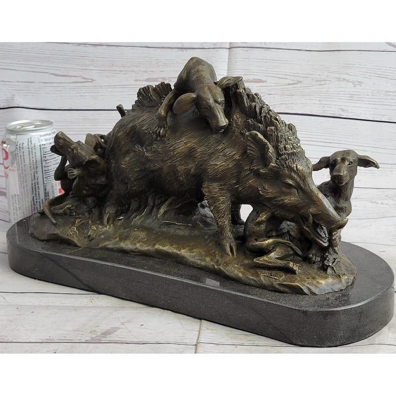 Boar Attacked By Wild Dogs Hot Cast Bronze Sculpture Statue Art By Lecourtier