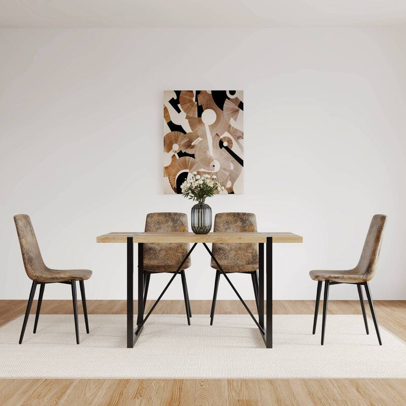 Set of 4 Modern Upholstered Dining Accent Chairs with Metal Legs