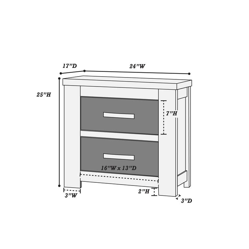 Bedroom Furniture Rustic Light Simple 1pc Nightstand 2-Drawers Bed Side Table Solidwood