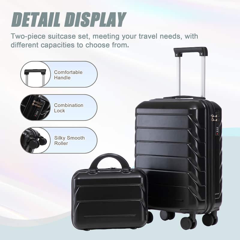 14"/20" ABS Spinner Wheel Luggage w/Combination Lock & Cosmetic Case