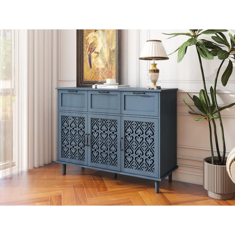 3 Door 3 Drawer Cabinet, American Furniture - Blue