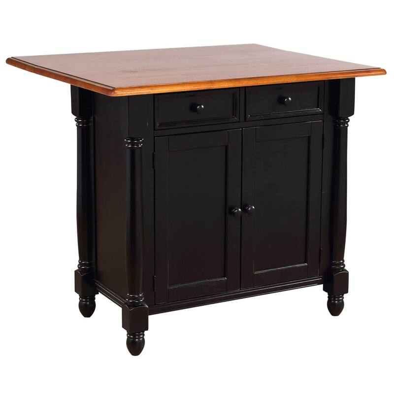 Kitchen island Expandable Black Drop Leaf Counter Dining Storage Cart