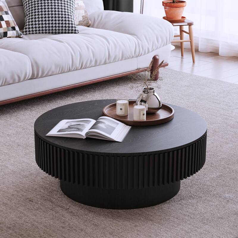 31.5 Inch Round Coffee Table with Storage