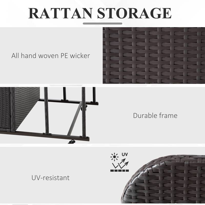 Wicker Patio Poolside Float Storage Basket PE Rattan Outdoor Pool Caddy with Rolling Wheels