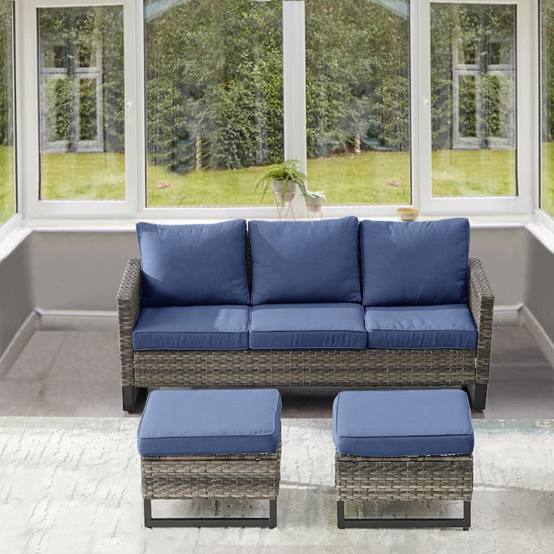 Gymojoy 3-Seat Outdoor Sofa, All-Weather PE Wicker
